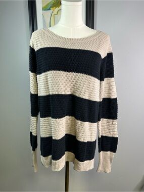Between Me & You Sweater XL Top Striped Cream Black